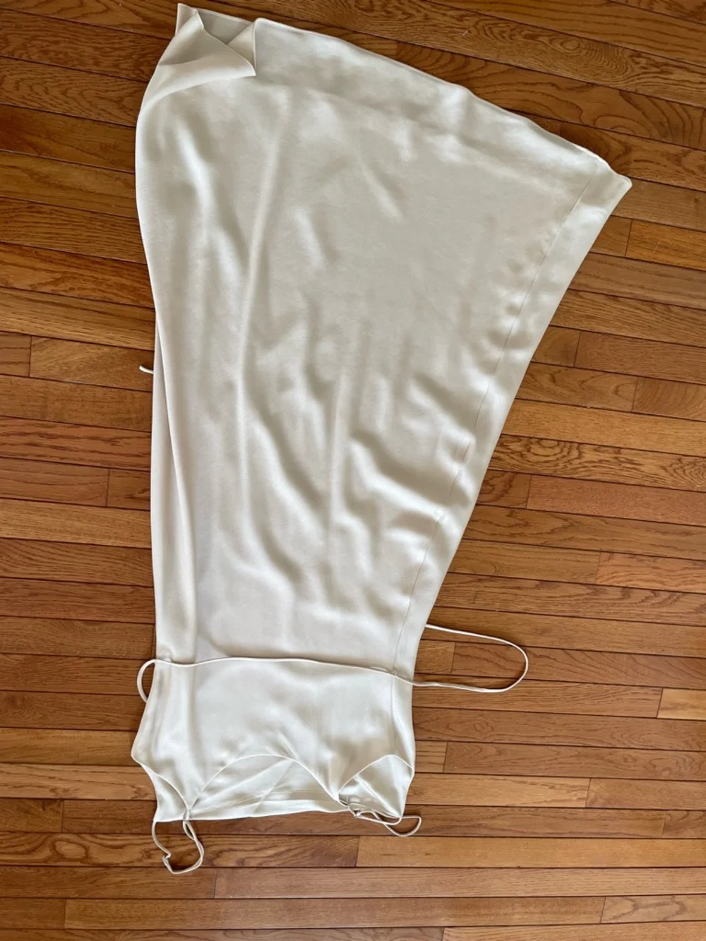 Park & Fifth Cream Satin Slip Midi Skirt - Picture 3 of 4